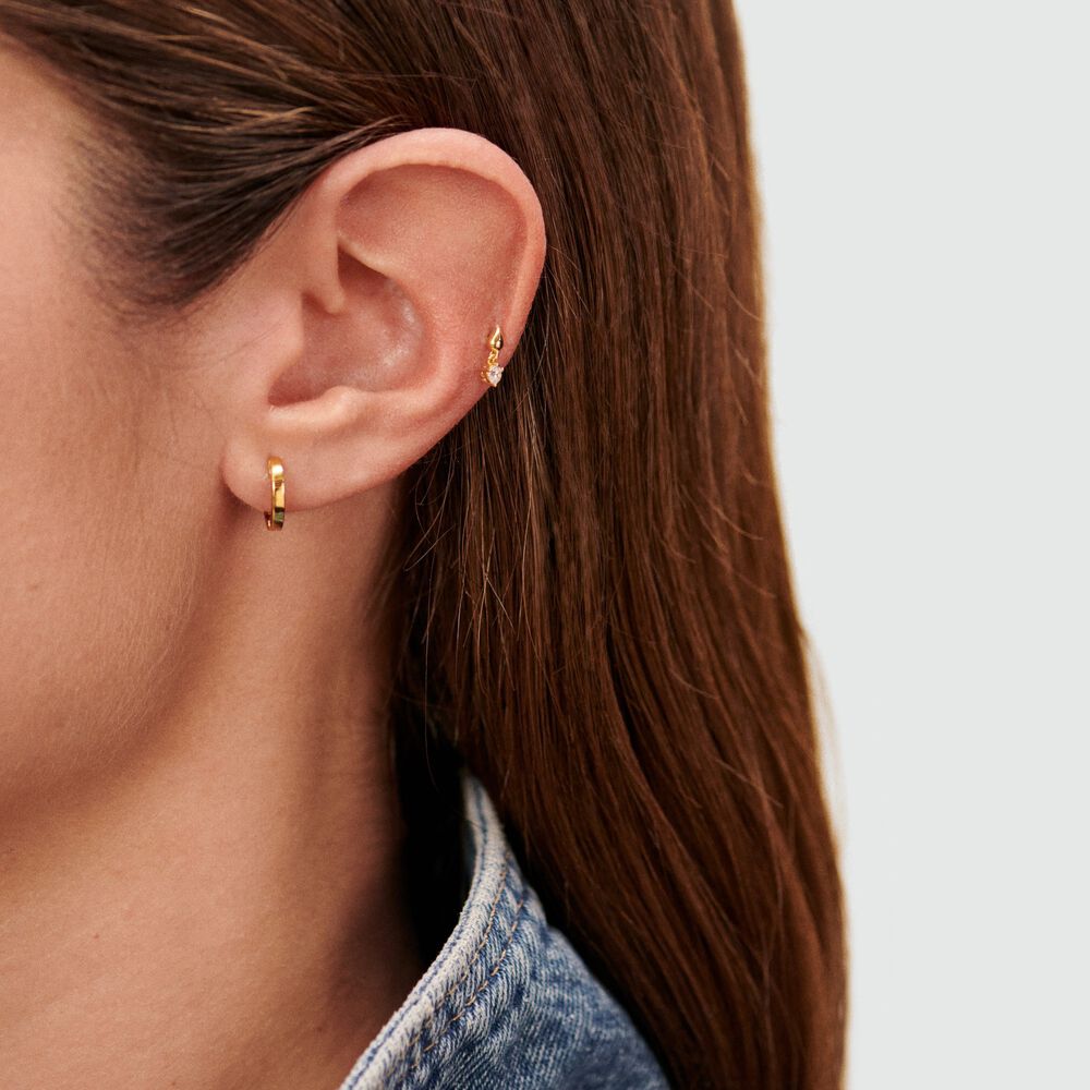 Piercing Helix & Tragus PERRINE - Crystal / Golden - Genuine silver  | Agatha