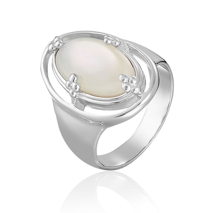 Large ring SETSTONE - Pearl / Silver - All jewellery  | Agatha