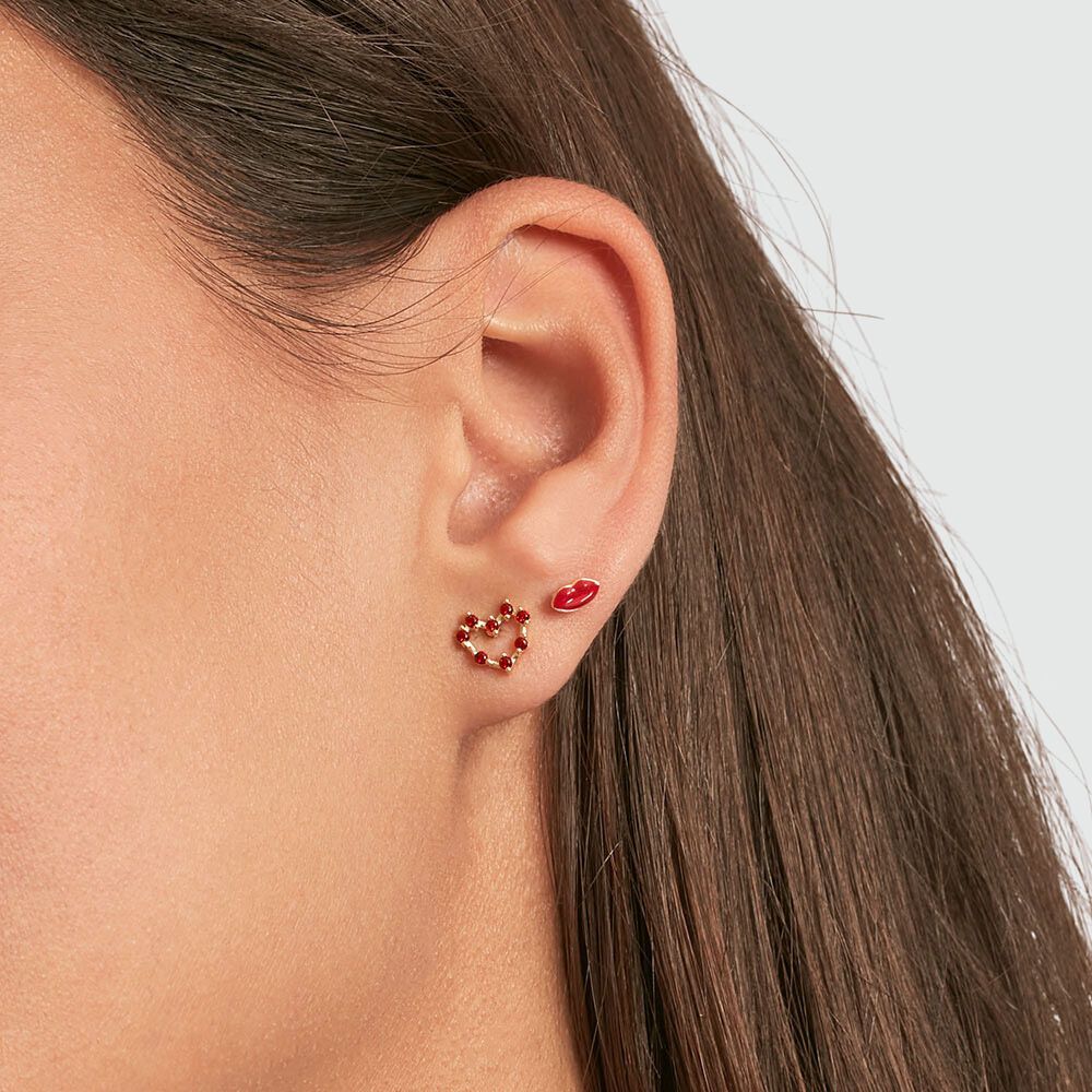 Piercing stud LIPS - Red / Gold - Piercings  | Agatha