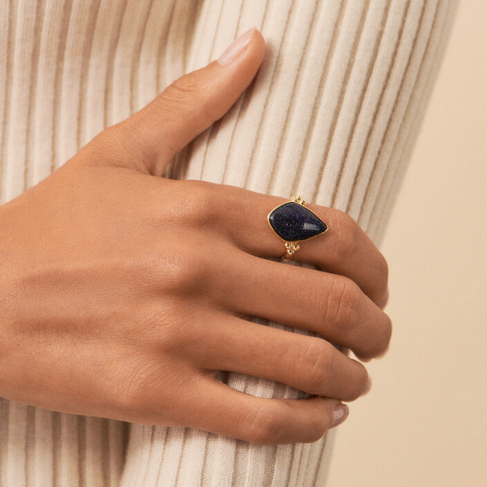 Thin ring CREPUSCULE - Blue / Gold - All jewellery  | Agatha