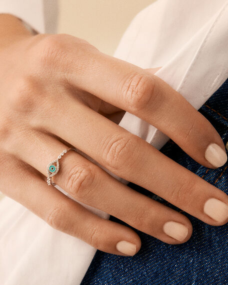 Thin ring LUCKY EYE - Turquoise / Silver - All jewellery  | Agatha