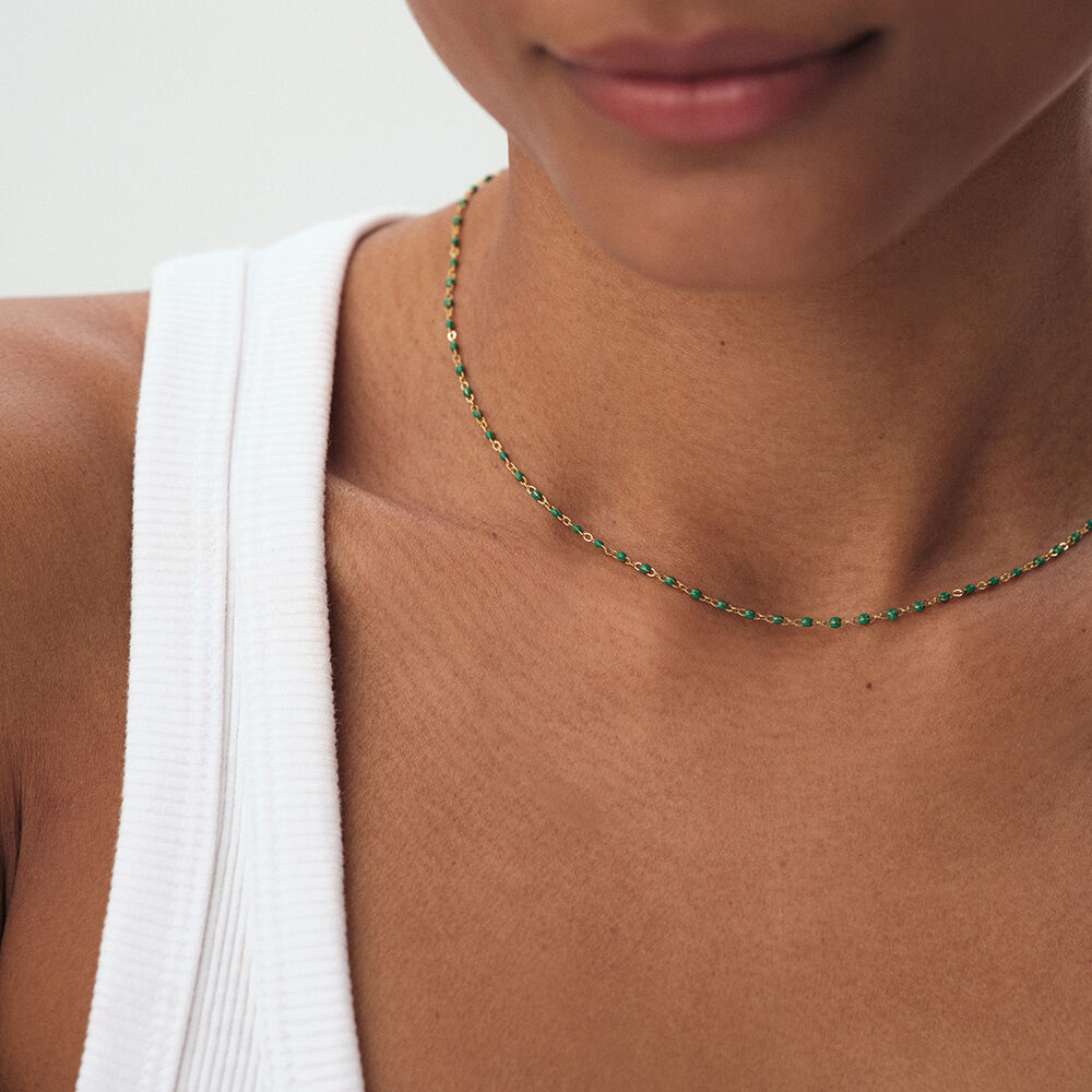 Choker necklace SMARTY - Green / Golden - Choker necklace  | Agatha