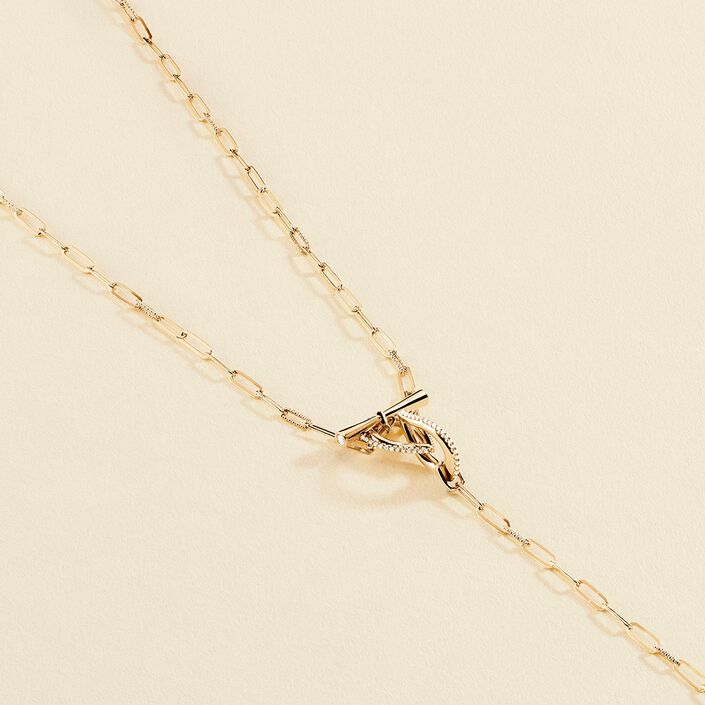 Long necklace GEMINI - Crystal / Golden - All jewellery  | Agatha