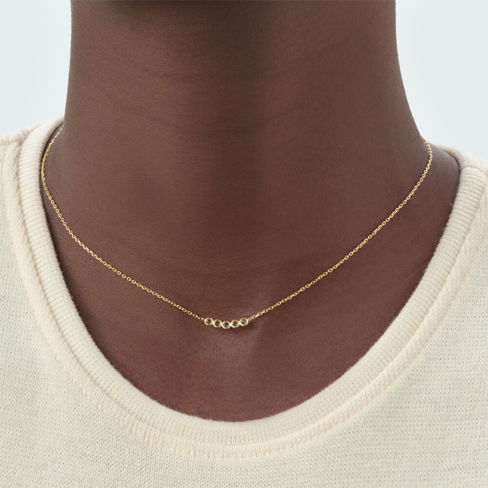 Mid-length necklace OD&Eacute;ON - Green / Golden - Mid-length necklace  | Agatha