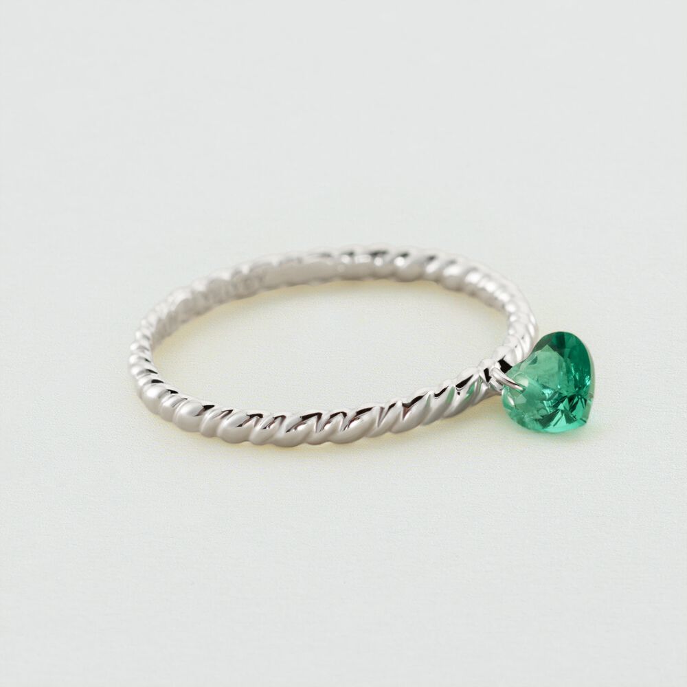 Thin ring BEGUIN - Green / Silvered - Outlet  | Agatha