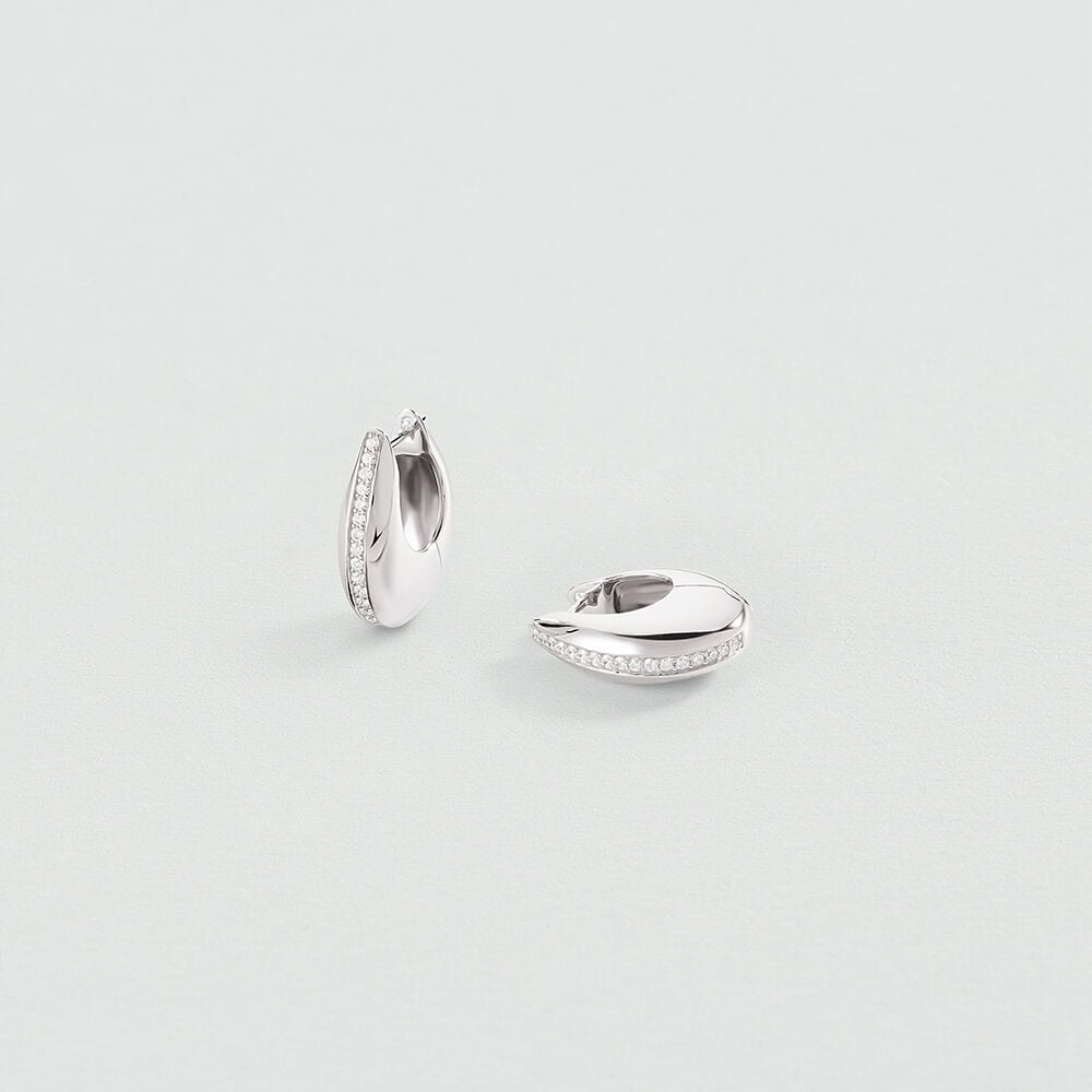 Hoops RUE DE SEINE - Crystal / Silver - Earrings  | Agatha