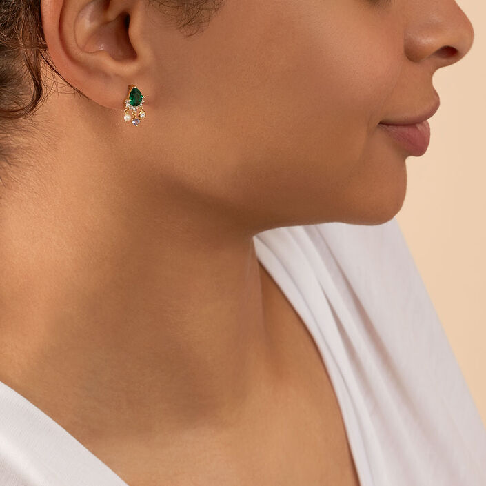 Long earrings ASTRE - Green / Golden - All earings  | Agatha