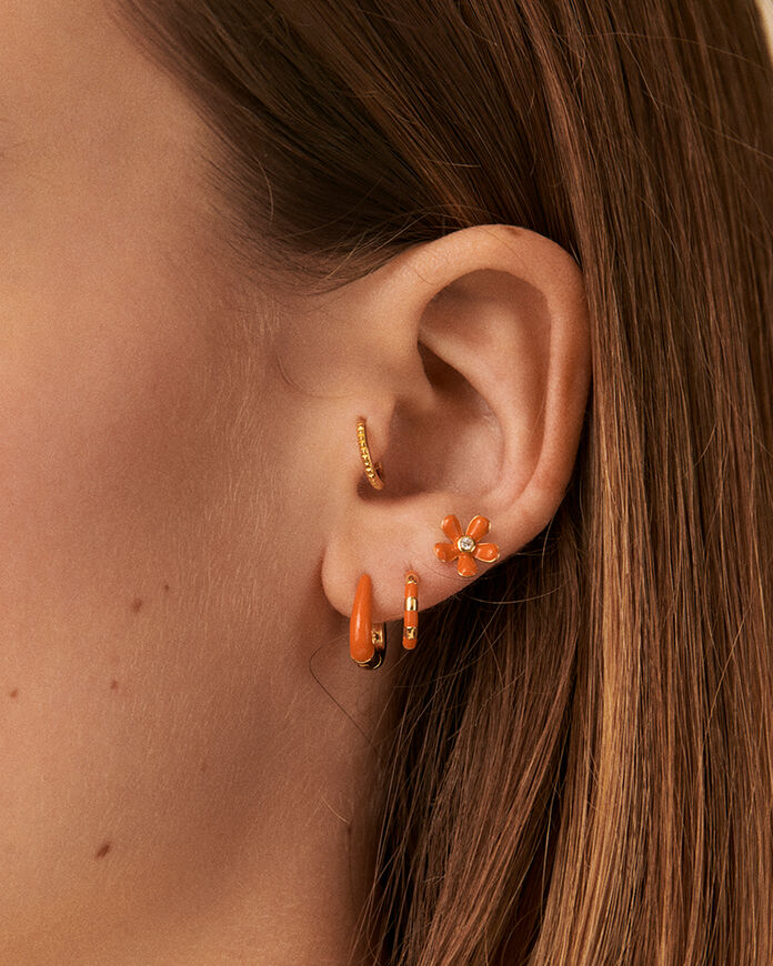 Piercing stud SUZON - Orange / Gold - All jewellery  | Agatha