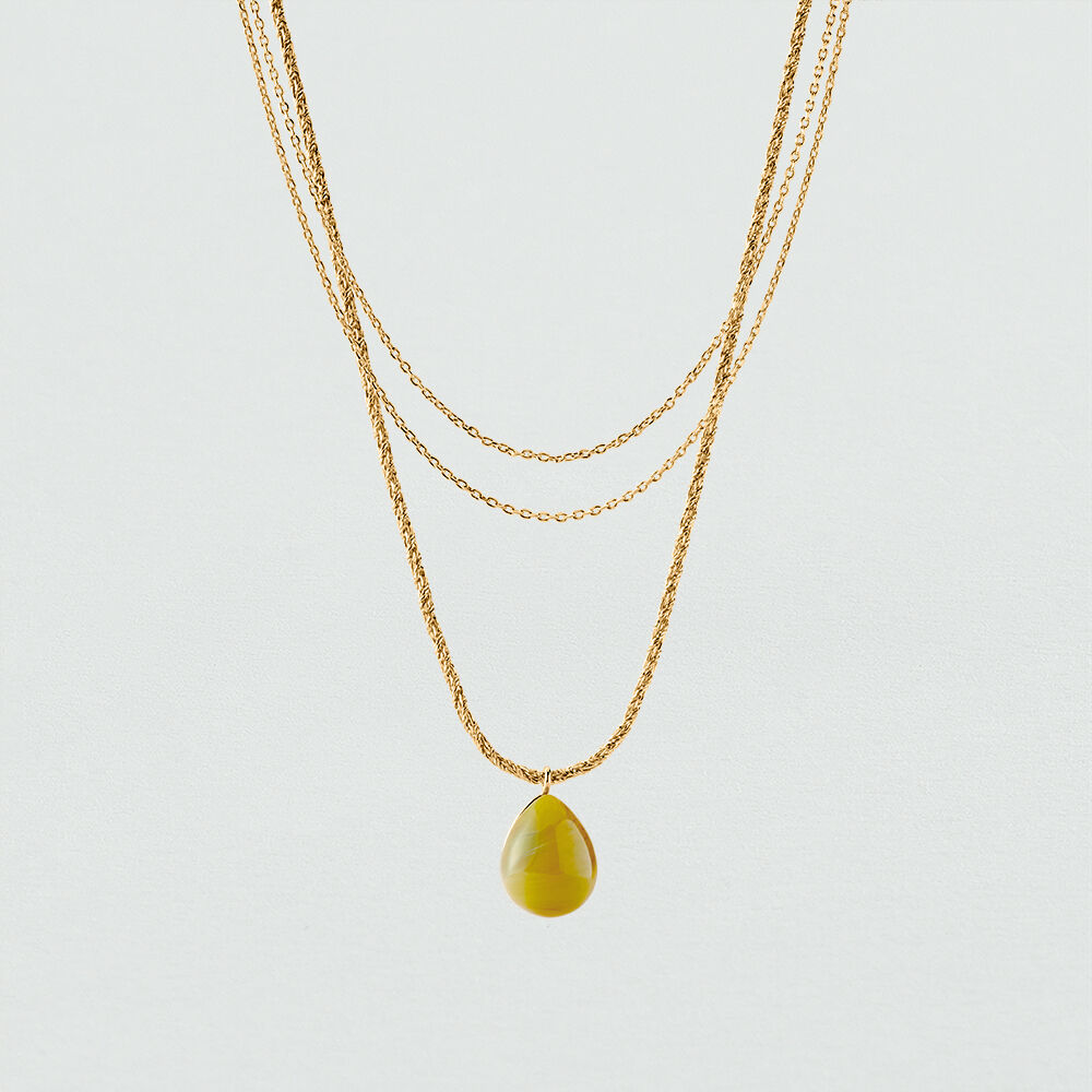 Mid-length necklace MADELEINE - Khaki / Gold - Mid-length necklace  | Agatha