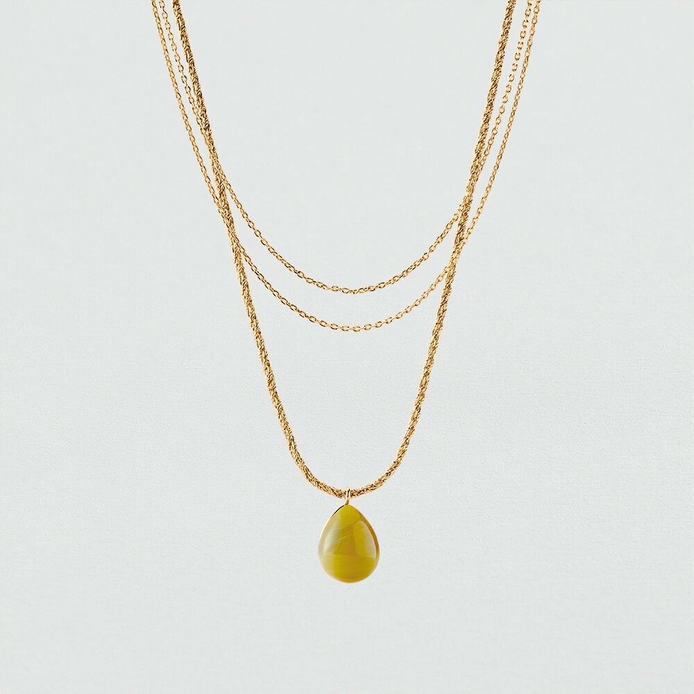 Mid-length necklace MADELEINE - Khaki / Gold - Mid-length necklace  | Agatha
