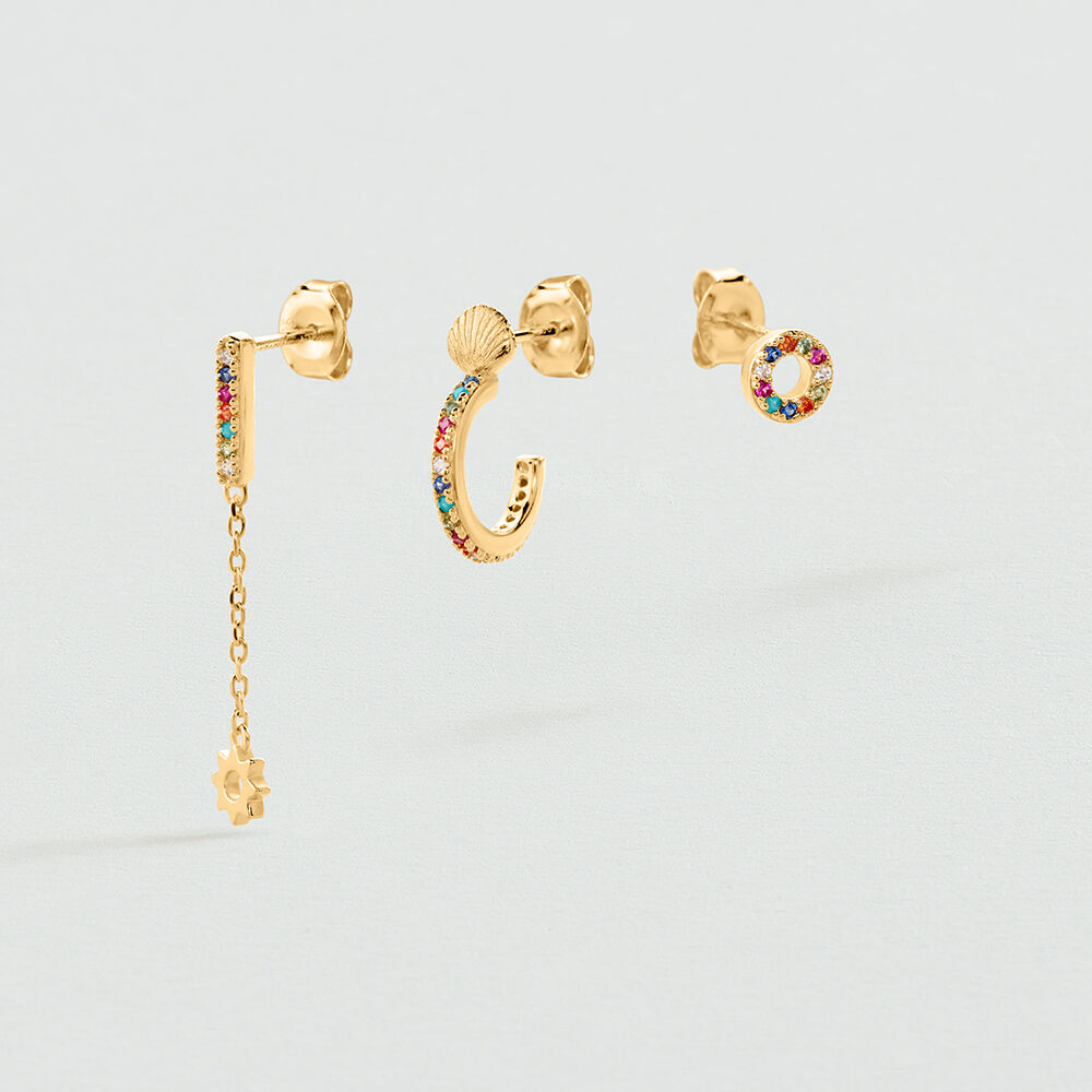 Earring set MIX & MATCH - Multicolor / Gold - Genuine silver  | Agatha