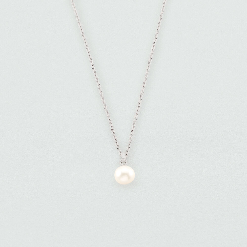 Choker necklace PERLYS - Pearl / Silver - Choker necklace  | Agatha