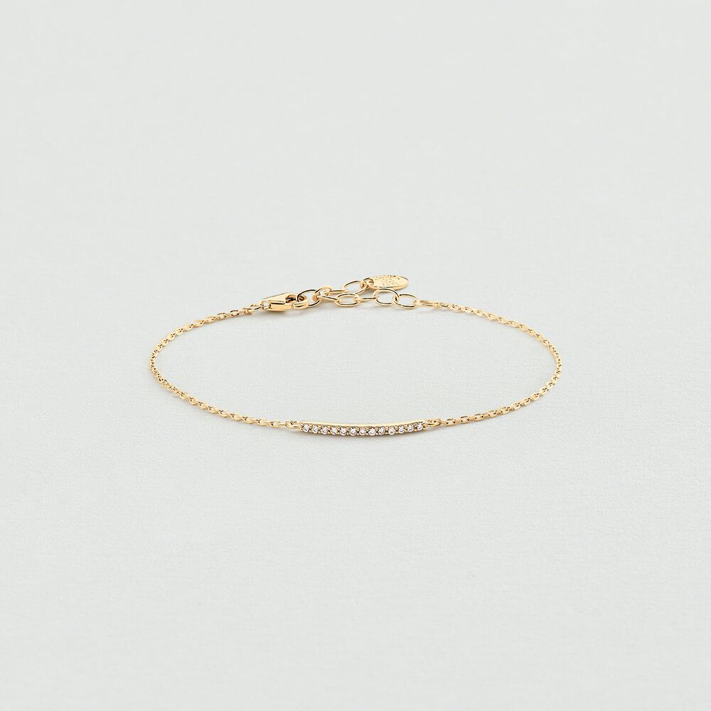 Link bracelet BARSHINE - Crystal / Golden - Genuine silver  | Agatha