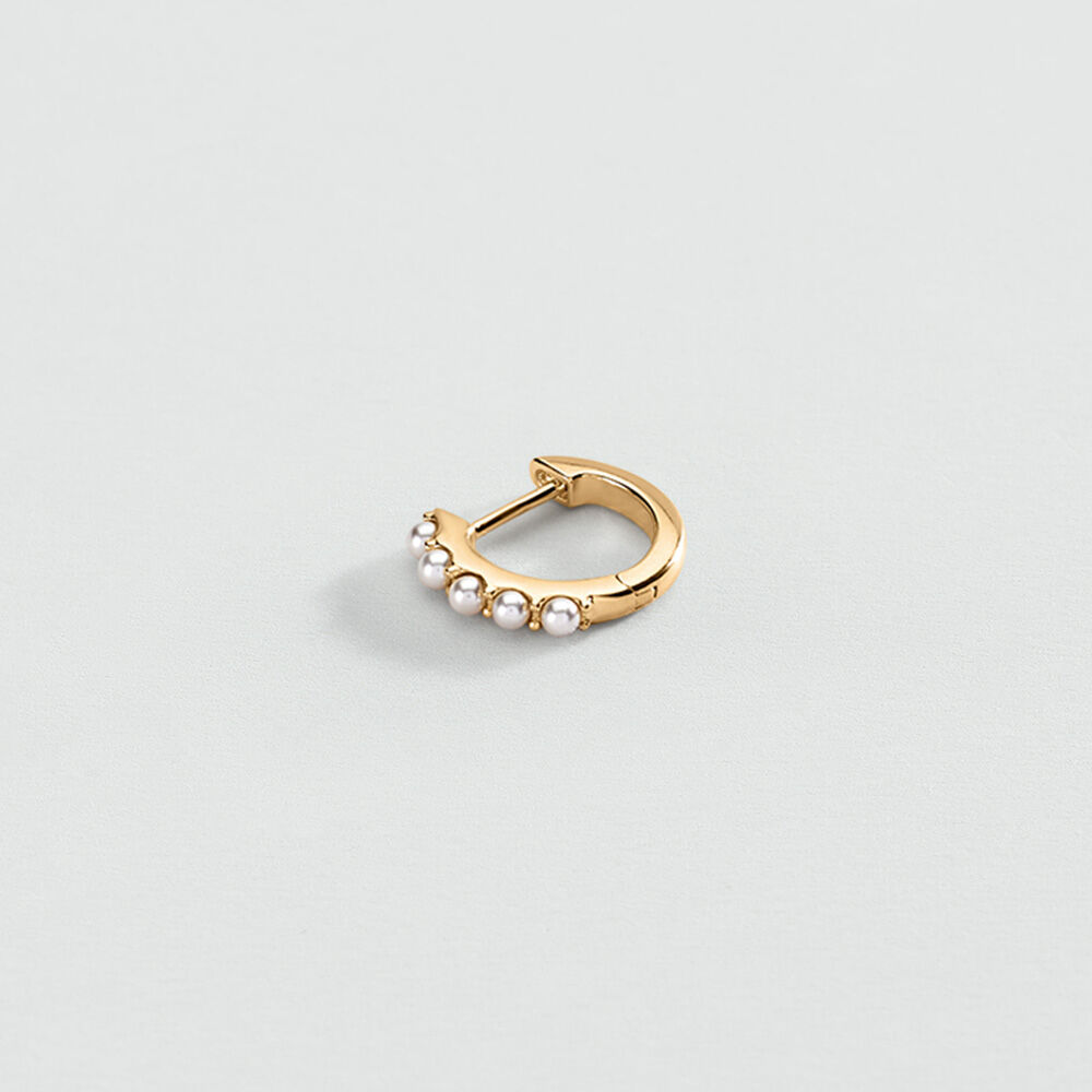 Hoops MIX & MATCH - Pearl / Gold - Genuine silver  | Agatha