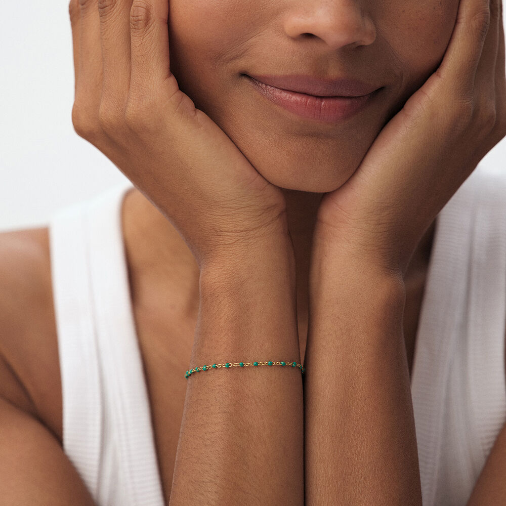 Link bracelet SMARTY - Green / Golden - Bracelets  | Agatha