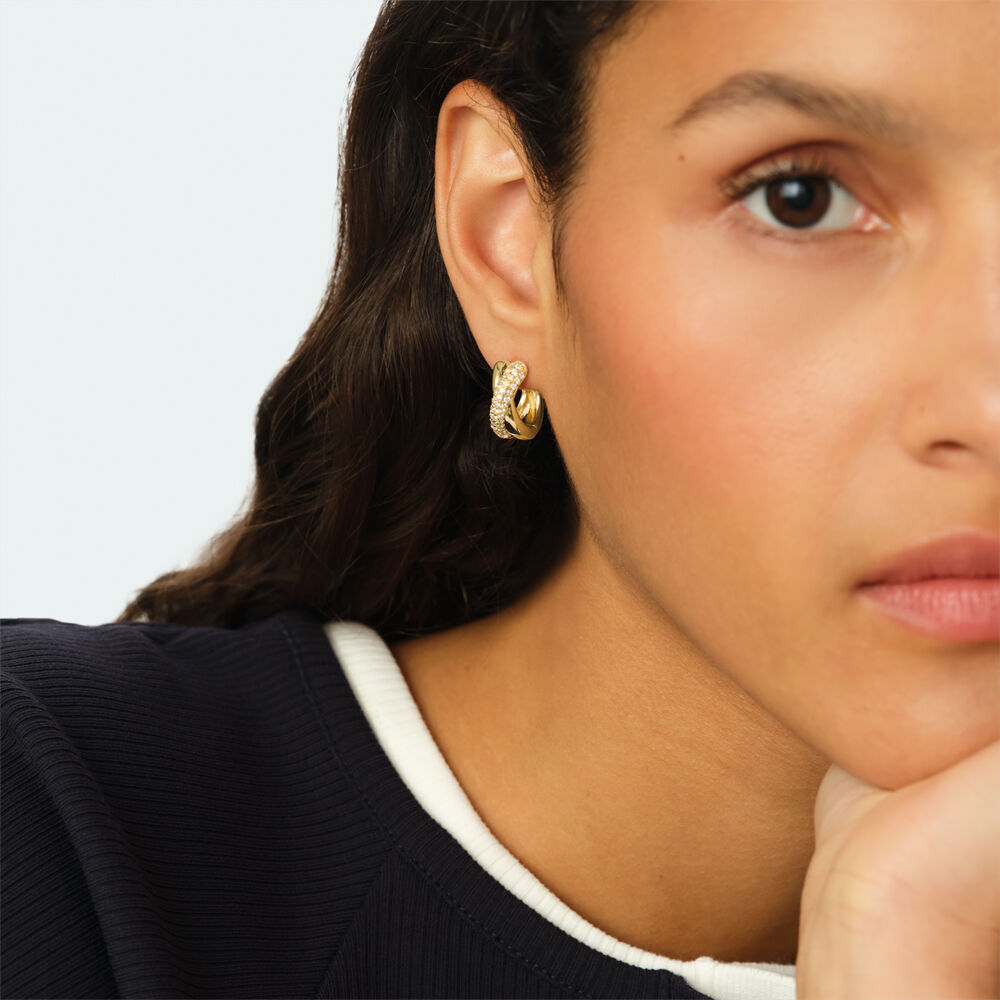 Hoops XOXO PAV&Eacute; - Crystal / Golden - Earrings  | Agatha