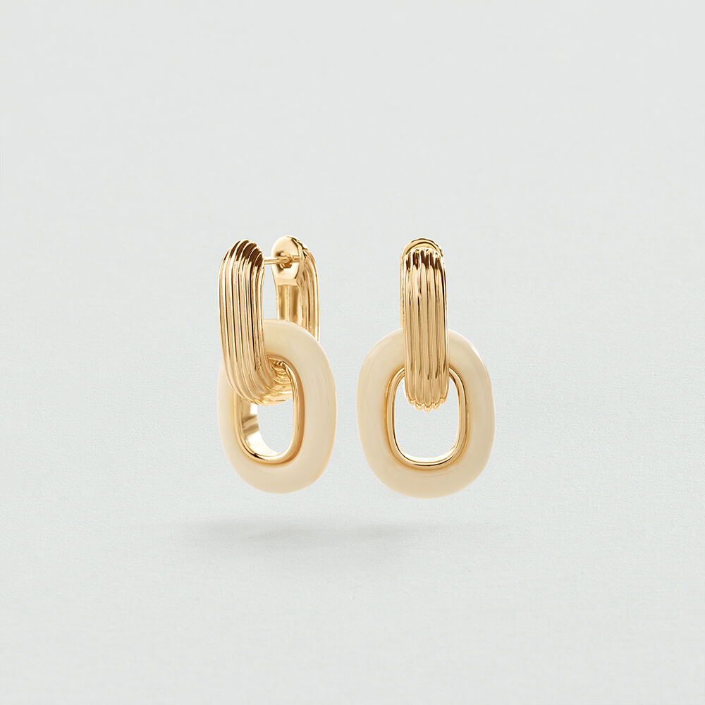 Hoops PALAIS ROYAL SMALL - Ivory / Gold - Earrings  | Agatha