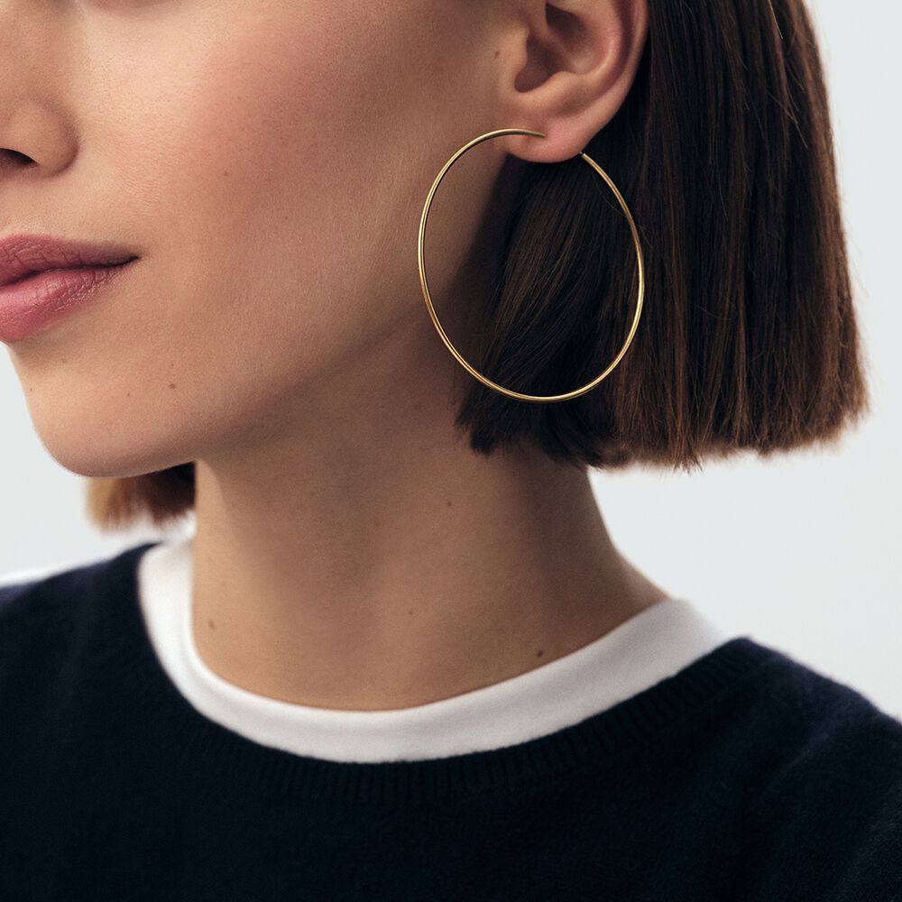 Hoops CREOLA - Golden - Genuine silver  | Agatha