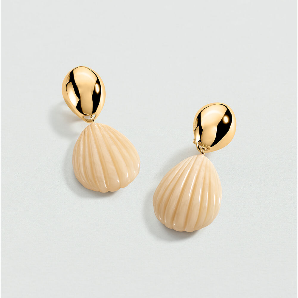 Long earrings MADELEINE - Ivory / Gold - Earrings  | Agatha