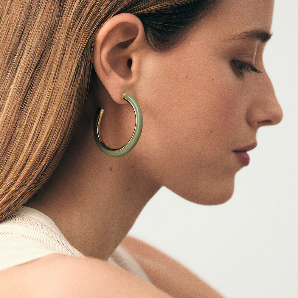 Hoops POP COLOR - Khaki / Gold - Earrings  | Agatha