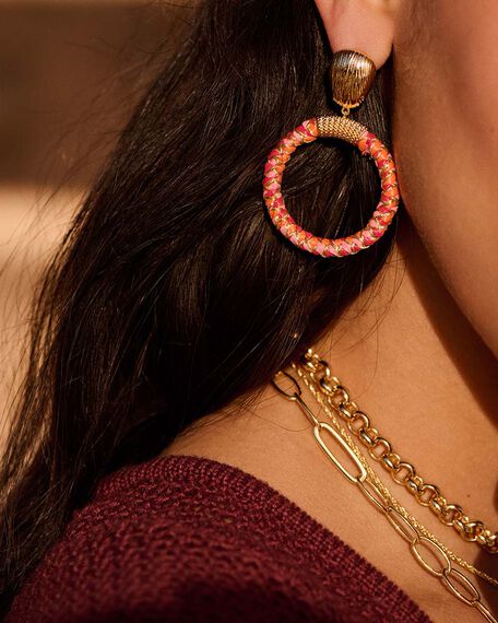 Long earrings EAR4RAFIA - Pink / Gold - All jewellery  | Agatha