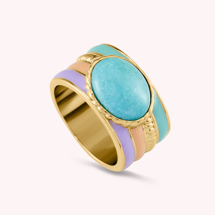 Large ring ARLEQUIN - Multicolor / Gold - All jewellery  | Agatha