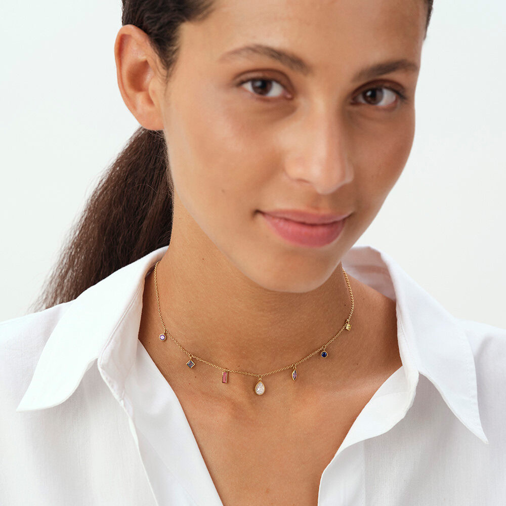 Thin ring CRYSTAL - Crystal / Golden - Genuine silver  | Agatha