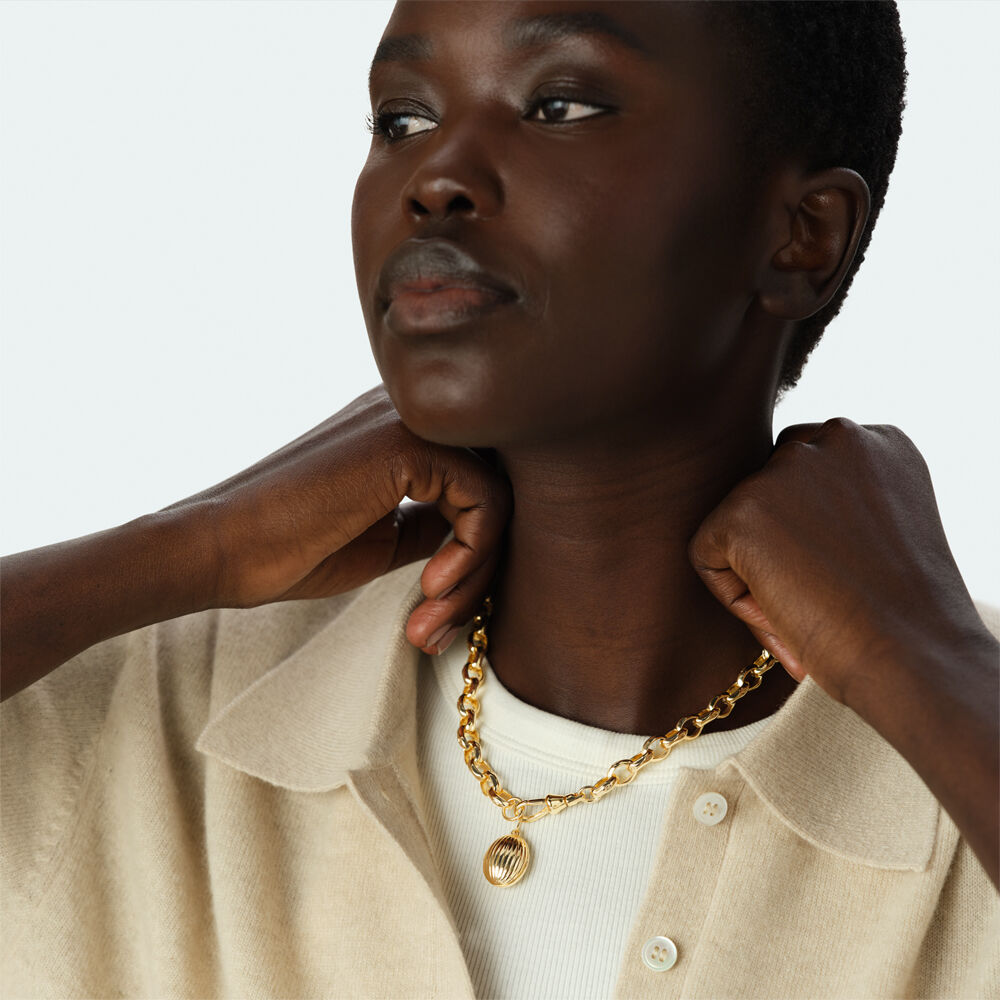 Pendant STRIPED LOCKET - Golden - Jewellery  | Agatha