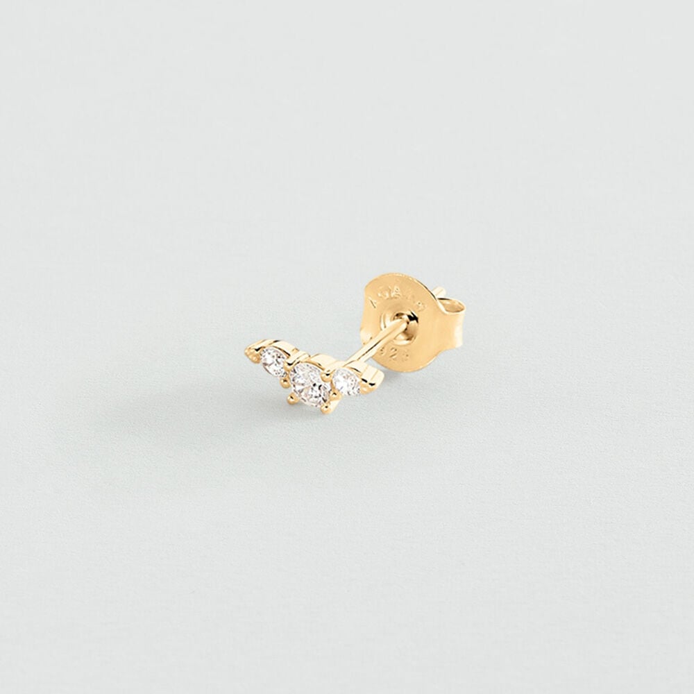 Stud earrings CROISSANT MIX & MATCH - Crystal / Golden - Genuine silver  | Agatha