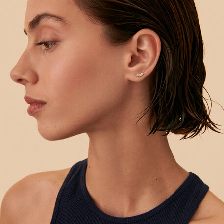 Piercing stud CROISSAN - Crystal / Golden - All jewellery  | Agatha
