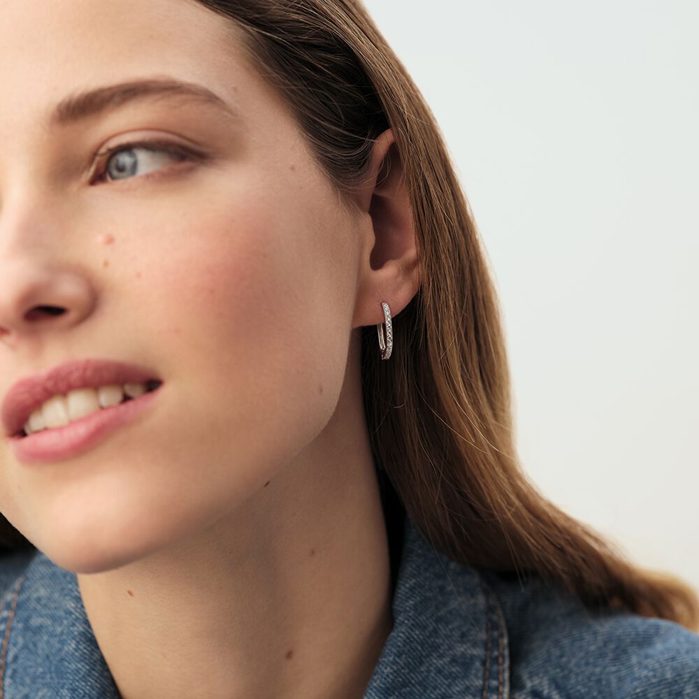Hoops RONDOU - Crystal / Silver - Genuine silver  | Agatha