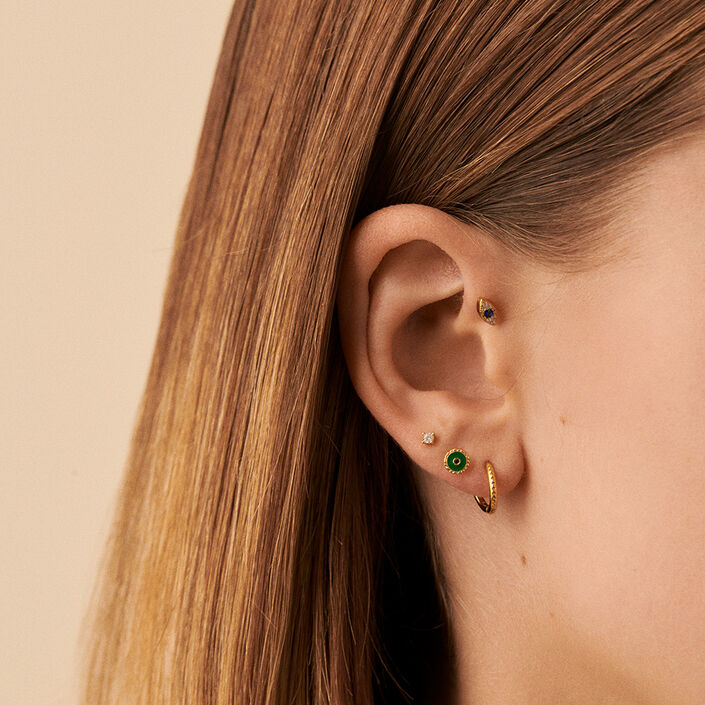 Piercing stud MIX& MATCH - Green / Golden - All jewellery  | Agatha