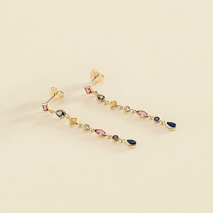 Long earrings CASCADA - Multicolor / Gold - All earings  | Agatha