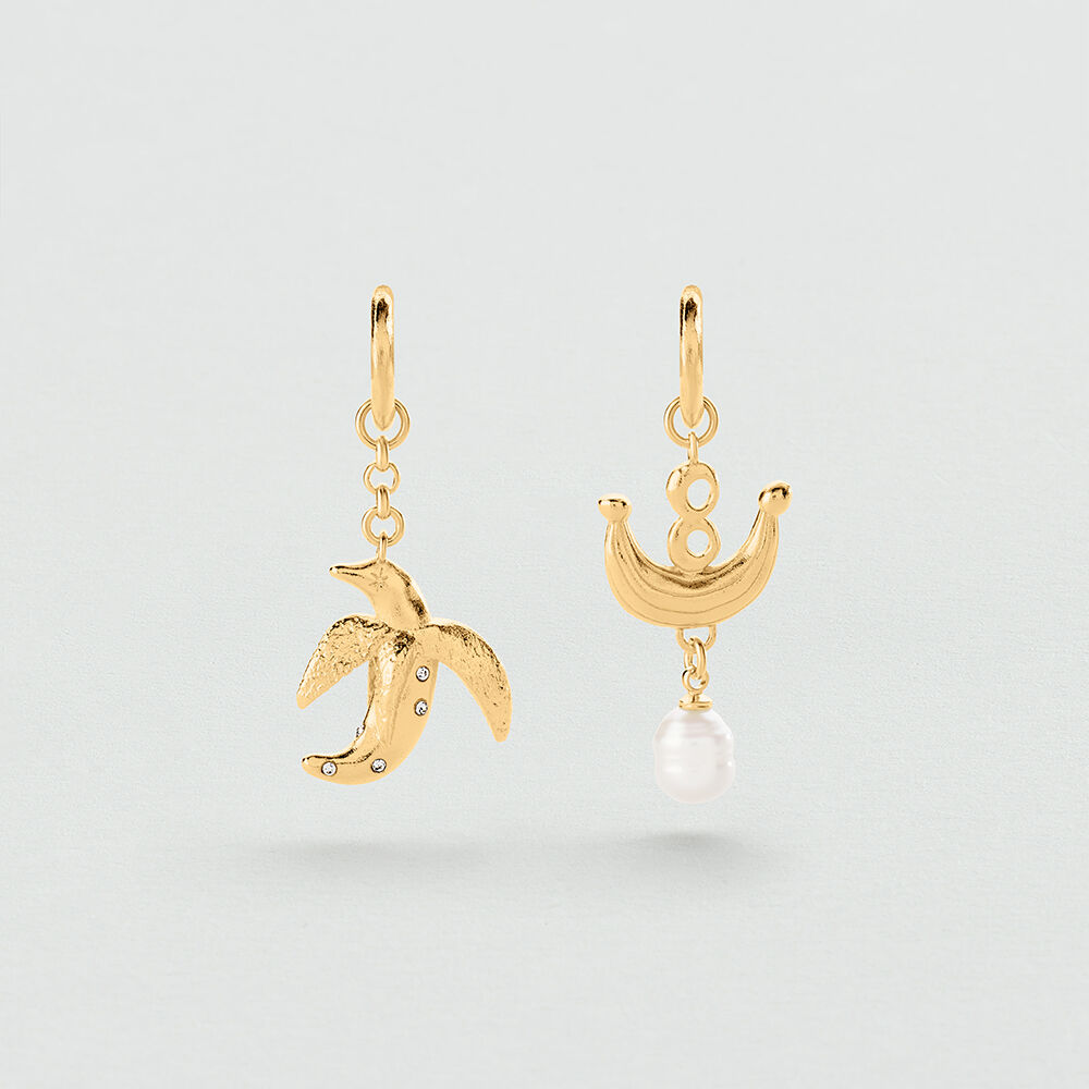Long earrings PANGEA - Golden / Multicolor - Earrings  | Agatha