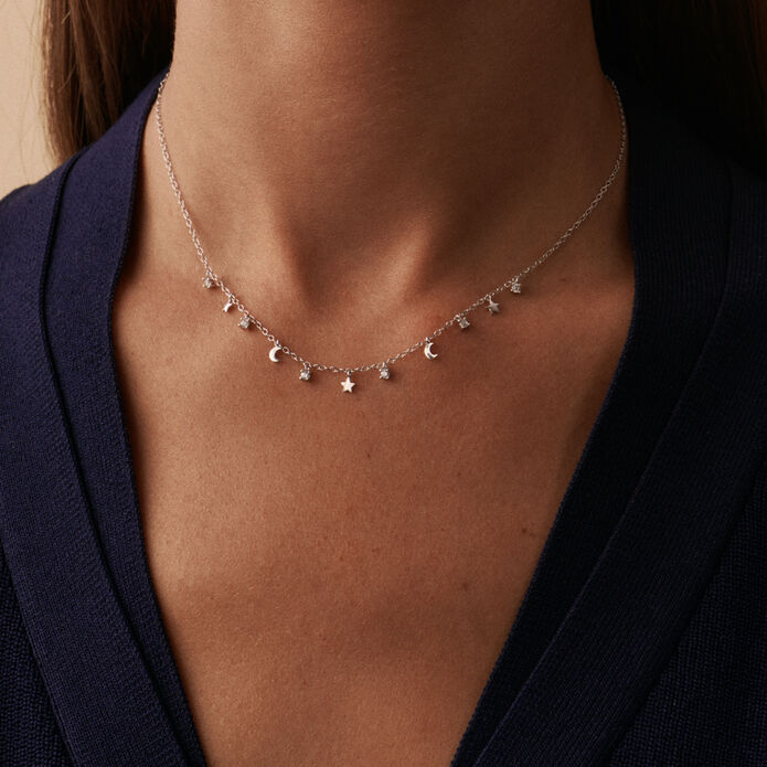 Choker necklace LUNITAS - Crystal / Silver - All jewellery  | Agatha
