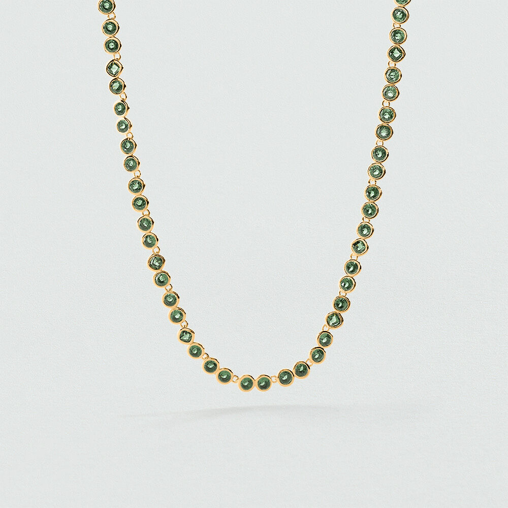 Short necklace SAINT GERMAIN RIVIERE - Green / Golden - Choker necklace  | Agatha