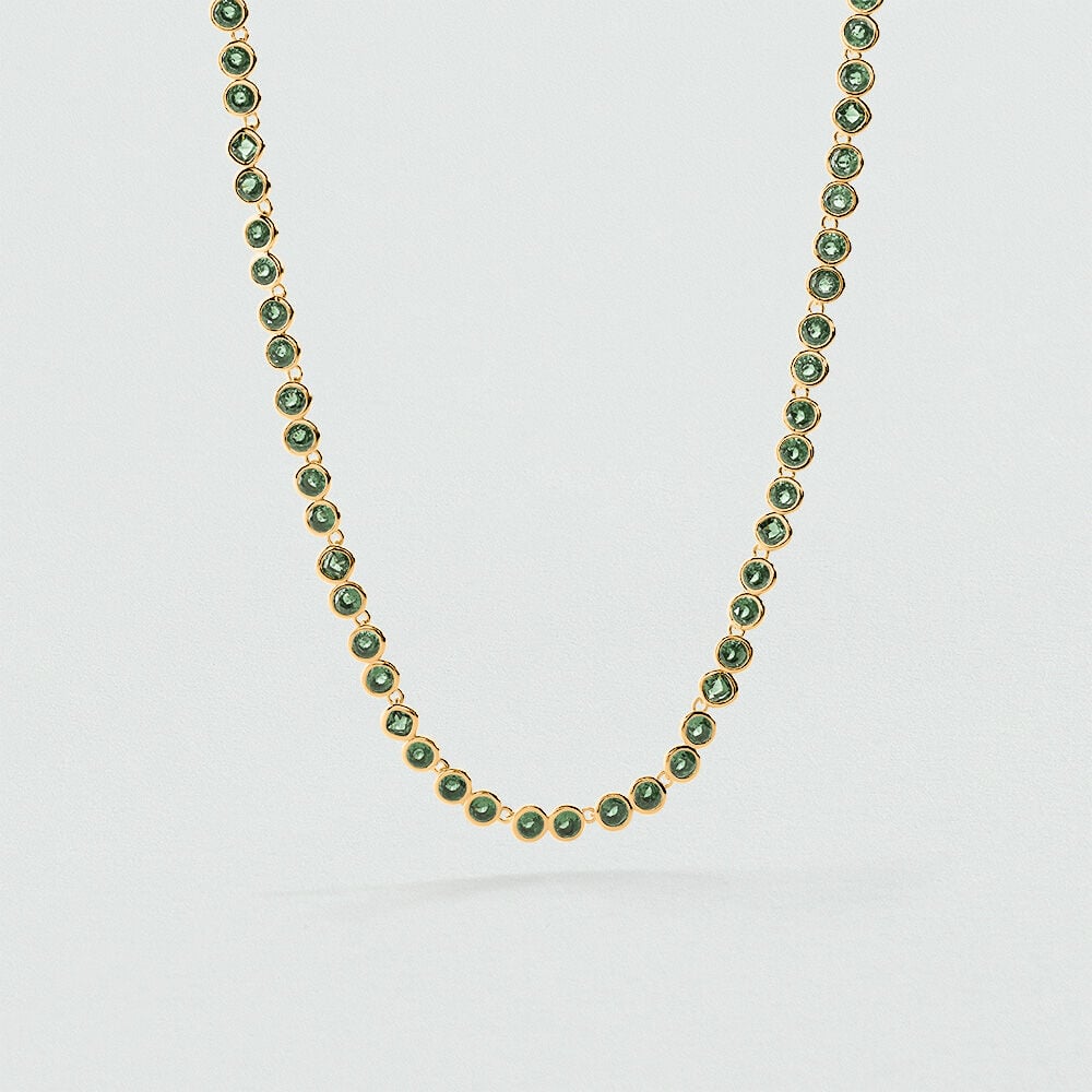 Short necklace SAINT GERMAIN RIVIERE - Green / Golden - Choker necklace  | Agatha