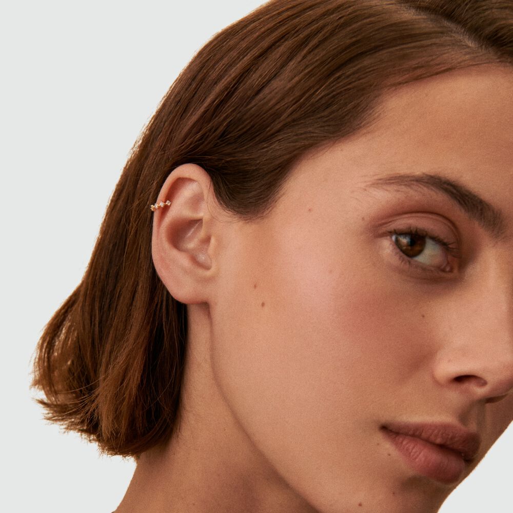 Ear cuff OFEE - Crystal / Golden - Genuine silver  | Agatha