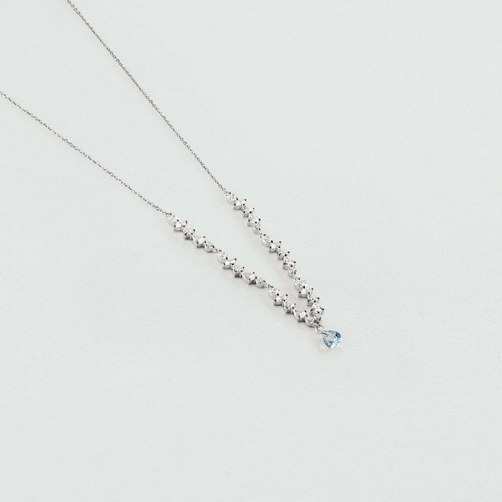 Choker necklace JACKIE - Silver / Aquamarine blue  - Choker necklace  | Agatha
