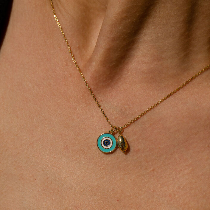 Choker necklace CYCLADES - Turquoise / Gold - All jewellery  | Agatha