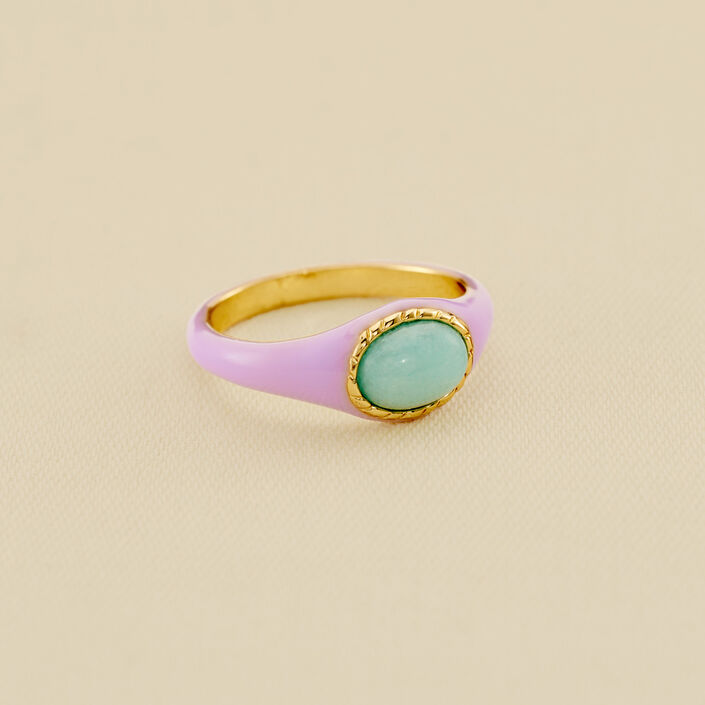 Thin ring ARLEQUIN - Mauve / Goden - All jewellery  | Agatha