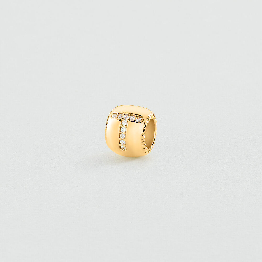 Pendant LUCKY LETTER T - Crystal / Golden - Jewellery  | Agatha