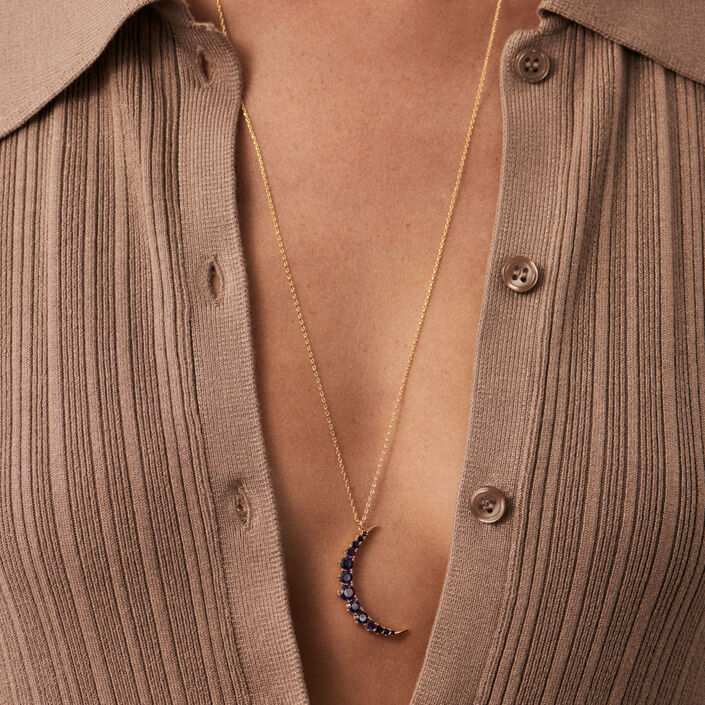 Long necklace CREPUSCULE - Blue / Gold - All jewellery  | Agatha