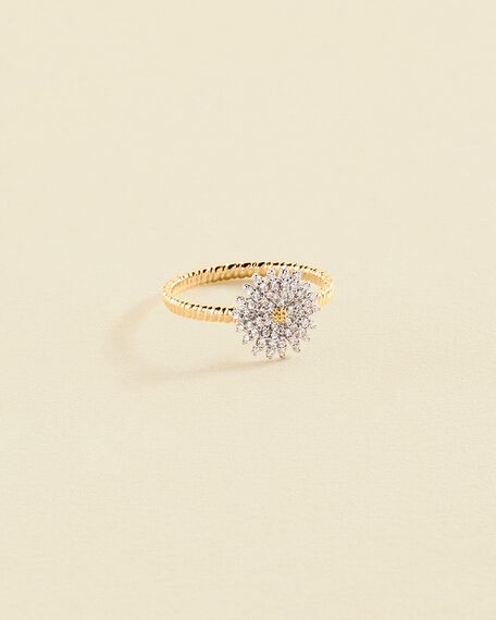 Thin ring BLOSSOM - Crystal / Golden - All jewellery  | Agatha