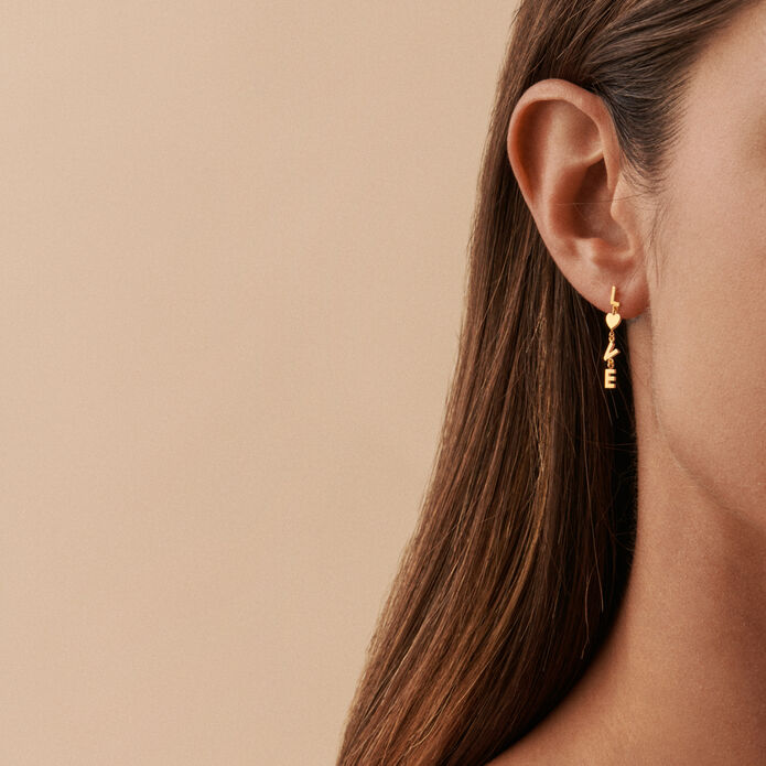 Long earrings WITH LOVE - Golden - All jewellery  | Agatha