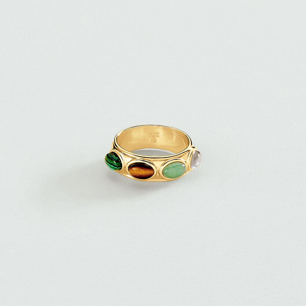 Large ring RHEA - Multicolor / Gold - Jewellery  | Agatha