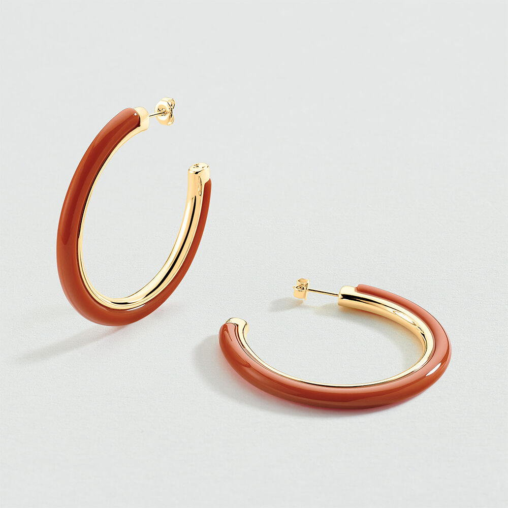 Hoops PALAIS ROYAL - Coral / Gold - Earrings  | Agatha
