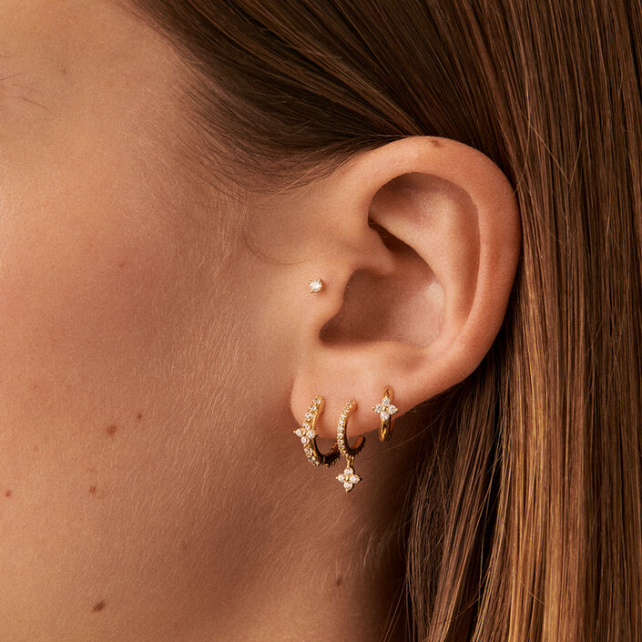 Hoop piercing MIX& MATCH - Crystal / Gold - All earings  | Agatha