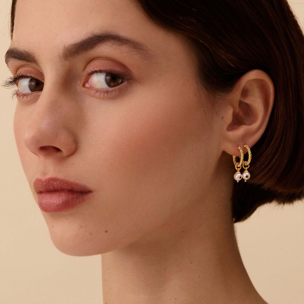 Hoops DIONE - Pearl / Green - Earrings  | Agatha