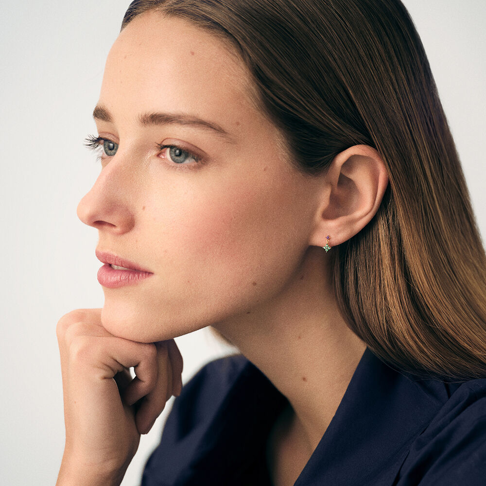 Stud earrings BELOVED - Multicolor / Gold - Genuine silver  | Agatha